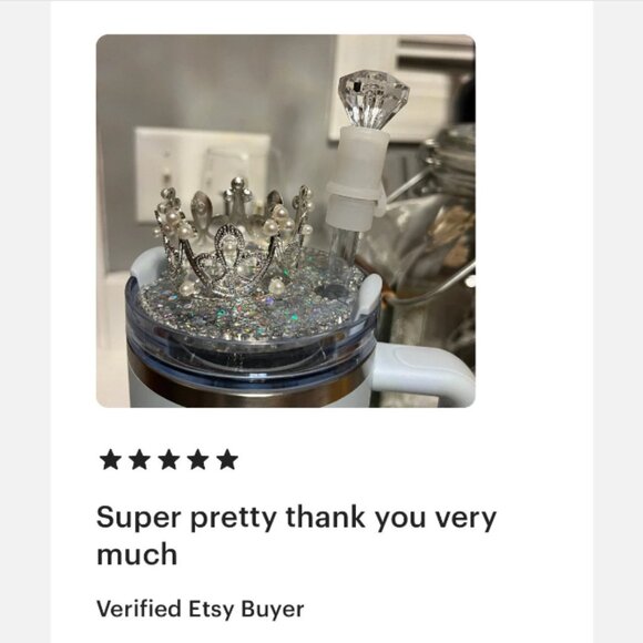 Rhinestone Crown Topper that fit Stanley x Love Shack Fancy Tumbler Lids - Picture 6 of 14